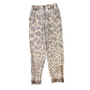 Anthropologie Tamarind Trouser Joggers Giraffe Print Linen Blend Pants Sz 0